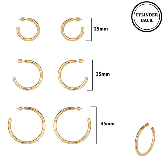 Gold Twisted Hoop Set of 3 .75", 1", and 1.5" Earrings