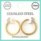 Stainless Steel Gold Ribbed 1" Hoop Earring