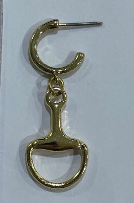 Gold Horse Bit 1" Earring
