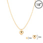 Gold 4mm Beaded with Gold Puffy Heart 16"-18" Necklace