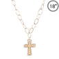Silver Open Circle Metal with Gold Cross 18" Necklace