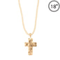 Ivory Twisted Rope with Large 3" Gold Cross 16"-18" Necklace