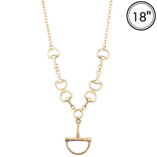 Gold Horse Bit 18" Necklace