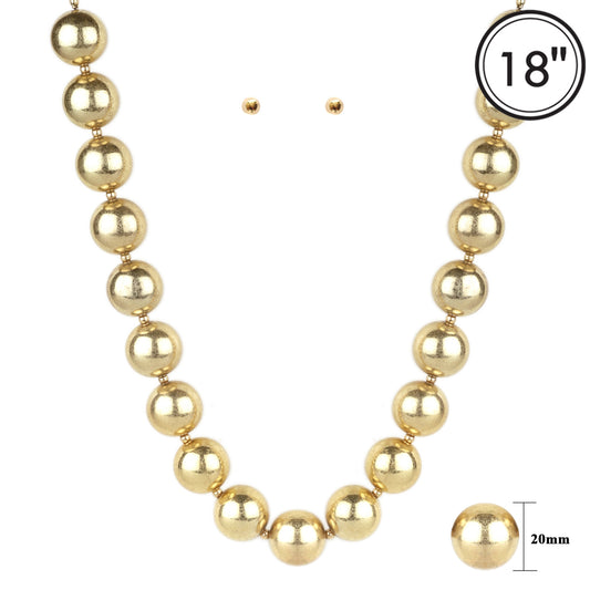 Worn Gold 20MM Beaded 18" Necklace