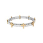 Silver Hammered Stretch Bracelet with Gold Cross Accents