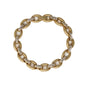 Worn Gold and Rhinestone Open Circle 7.5" Bracelet