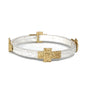 Hammered Silver with Gold Cross Accents Stretch Bracelet