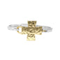 Worn Gold Hammered Cross on Silver Hinged Bracelet