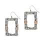 Hammered Rectangle Silver with Gold Wired Accent 2" Earring
