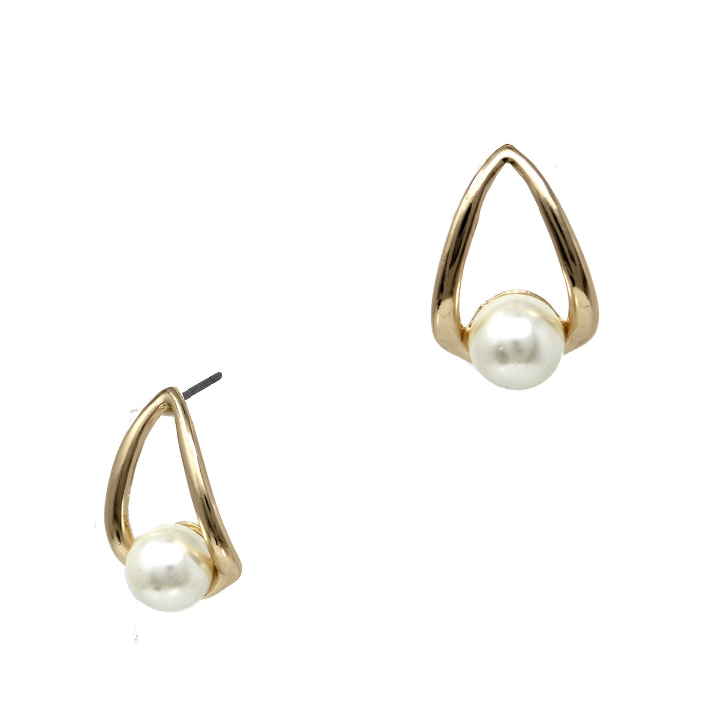 Gold Open Circle with Pearl Accents .75" Earring