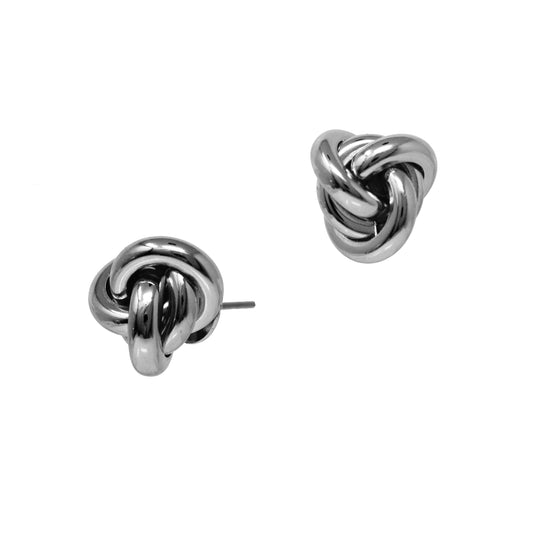 Silver Knotted Stud Earring
