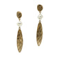 Hammered Gold with Freshwater Pearl Geometric 2" Drop Earring