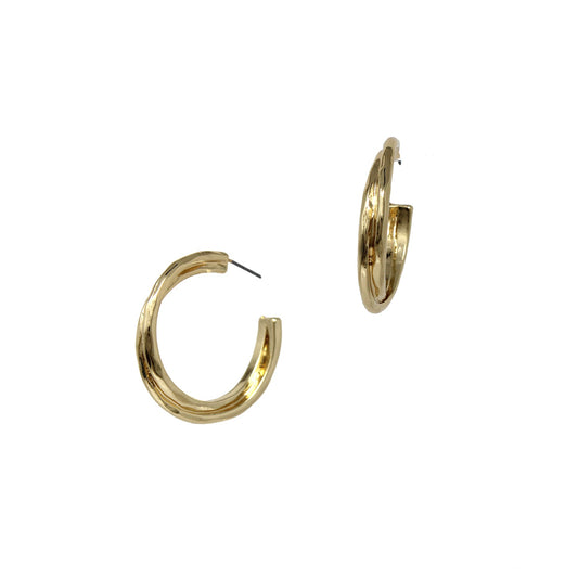 Gold Overlap 1.5" Hoop Earring