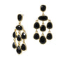 Gold and Black Crystal Drop Tassle 2" Earring