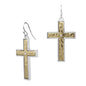 Silver Outline with Hammered Gold Cross 1.5" Earring