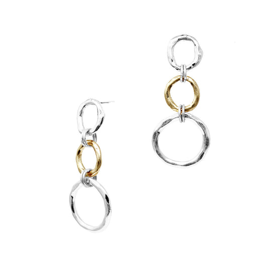 Open Silver and Gold Circles 1.5" Earring