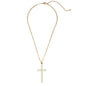 Gold with Pearl Large 1.5" Cross Pendant 16"-18" Necklace