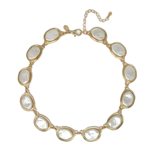 Gold Metal with Freshwater Coin Pearl 16"-18" Necklace