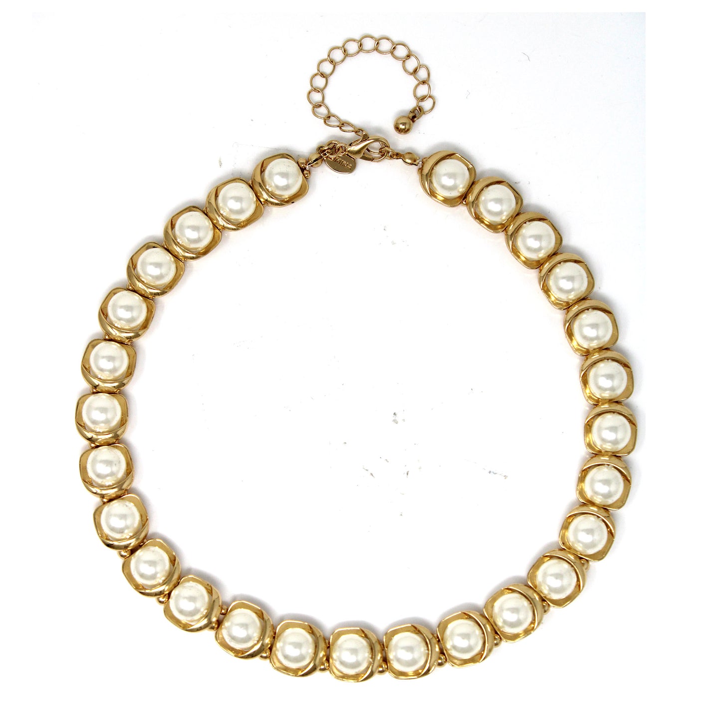 Gold Circle with Coin Pearl 16"-18" Necklace