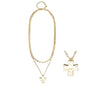 Gold Layered Chain with Hammered Cross Charm 16"-18" Necklace