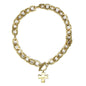 Worn Gold Open Chain with Toggle and Cross Charm 18" Necklace