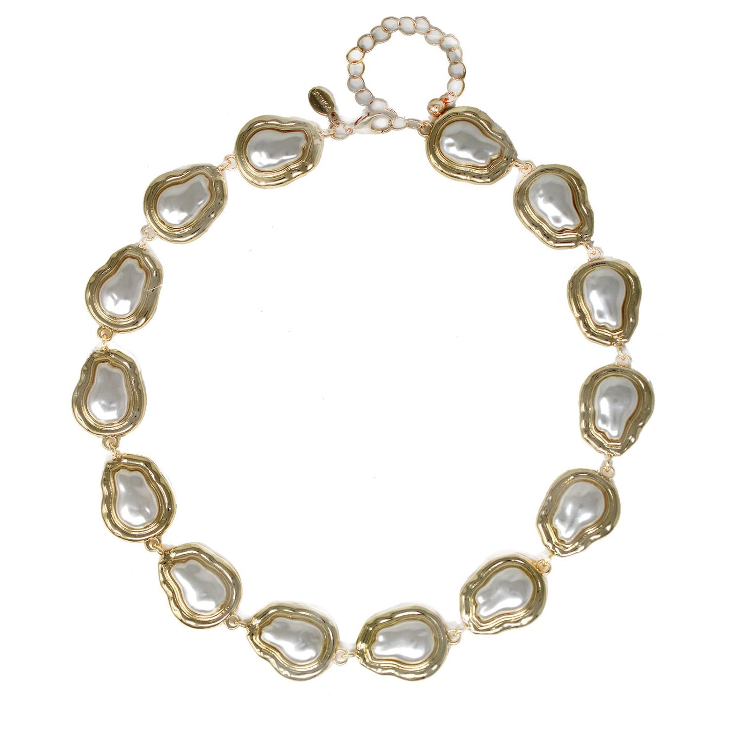 Freshwater Pearl with Hammered Gold 16"-18" Necklace