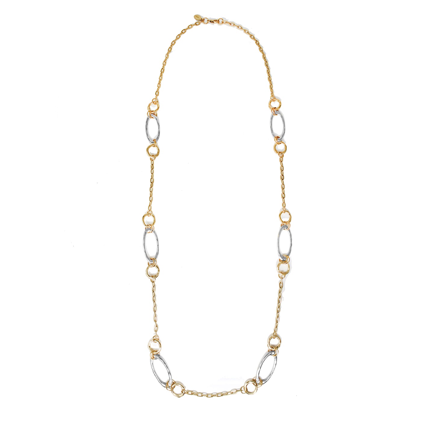Gold Chain with Silver Open Circle 32" Chain Necklace
