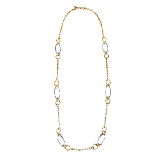 Gold Chain with Silver Open Circle 32" Chain Necklace