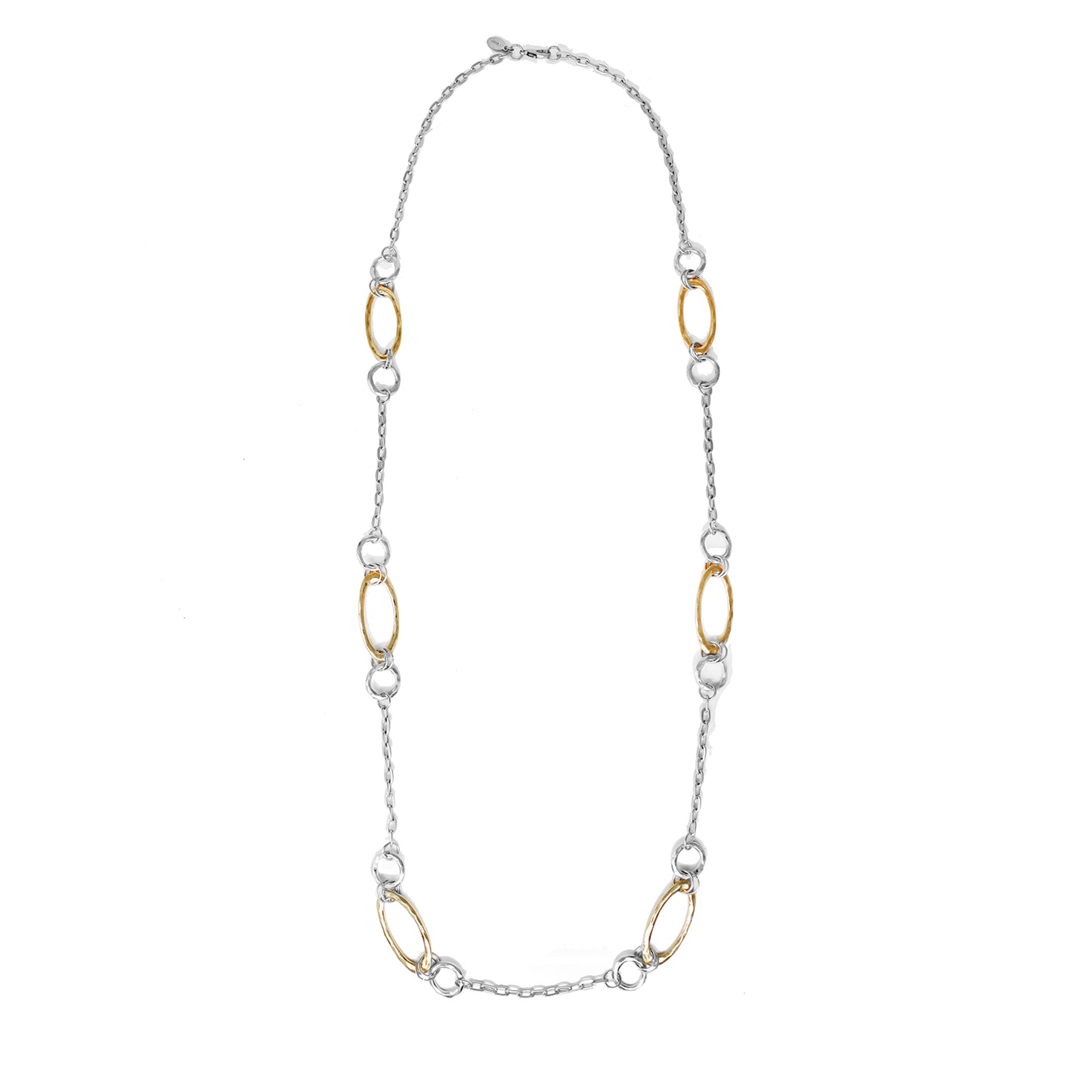 Silver Chain with Gold Open Circle 32" Chain Necklace