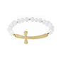 White Crystal with Gold Cross Stretch Bracelet