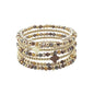 Brown Crystal and Gold Beaded Set of 5 with Crosses Stretch Bracelet