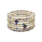 Dark Multi Crystal with Gold and Cross Set of 6 Stretch Bracelets