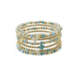 Set of 5 Gold and Turquoise Multi Crystal with Cross Stretch Bracelets