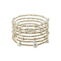 Set of 7 Gold Beaded and Pearl Stretch Bracelets