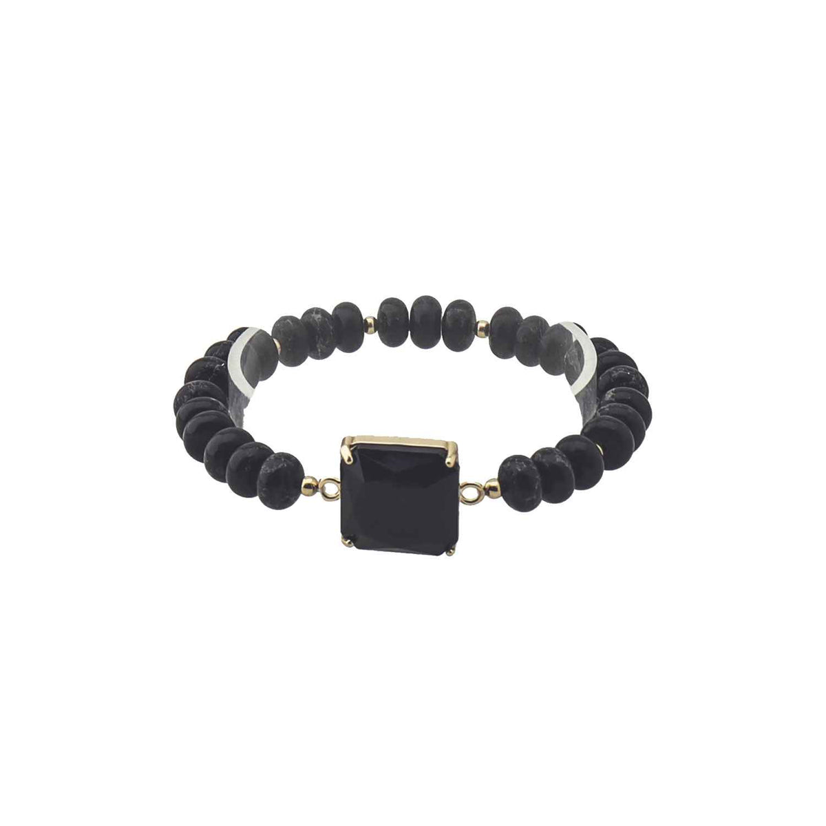Black Crystal Bracelet with Black Square Crystal Stretch Bracelet