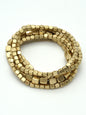 Worn Gold Set of 5 Square Beaded Stretch Bracelets