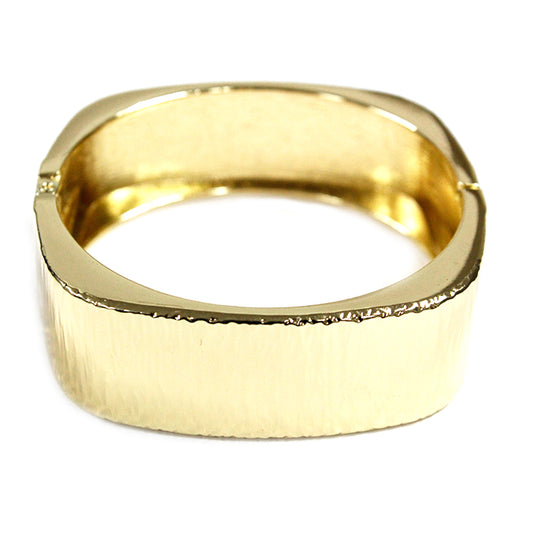Textured Gold Hinged Open 1" Bangle