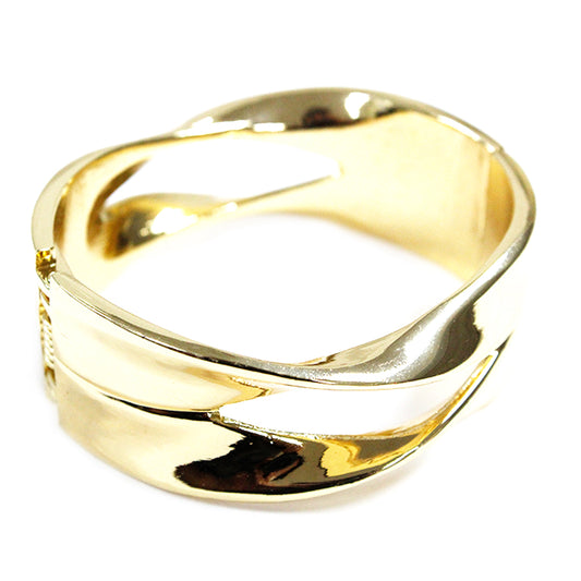 Twisted Gold Hinged Open 1" Bangle