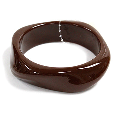 Brown Acrylic Waved Circle Bangle Bracelet