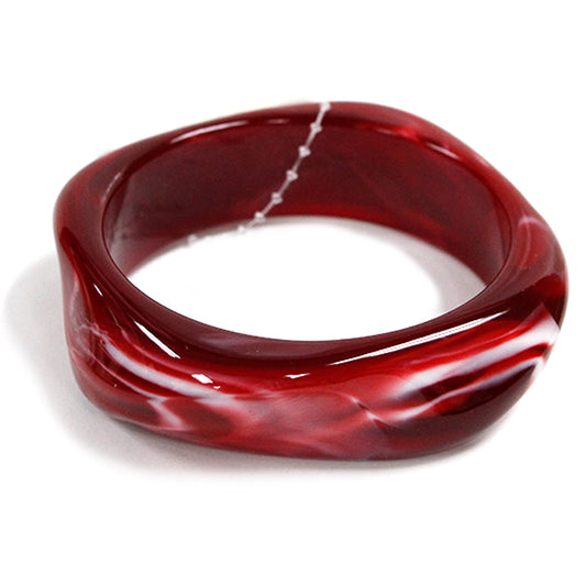 Maroon Acrylic Waved Circle Bangle Bracelet