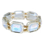 Blue Opal Crystal Rectangle and Gold Stretch Bracelet
