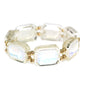 White Opal Crystal Rectangle and Gold Stretch Bracelet