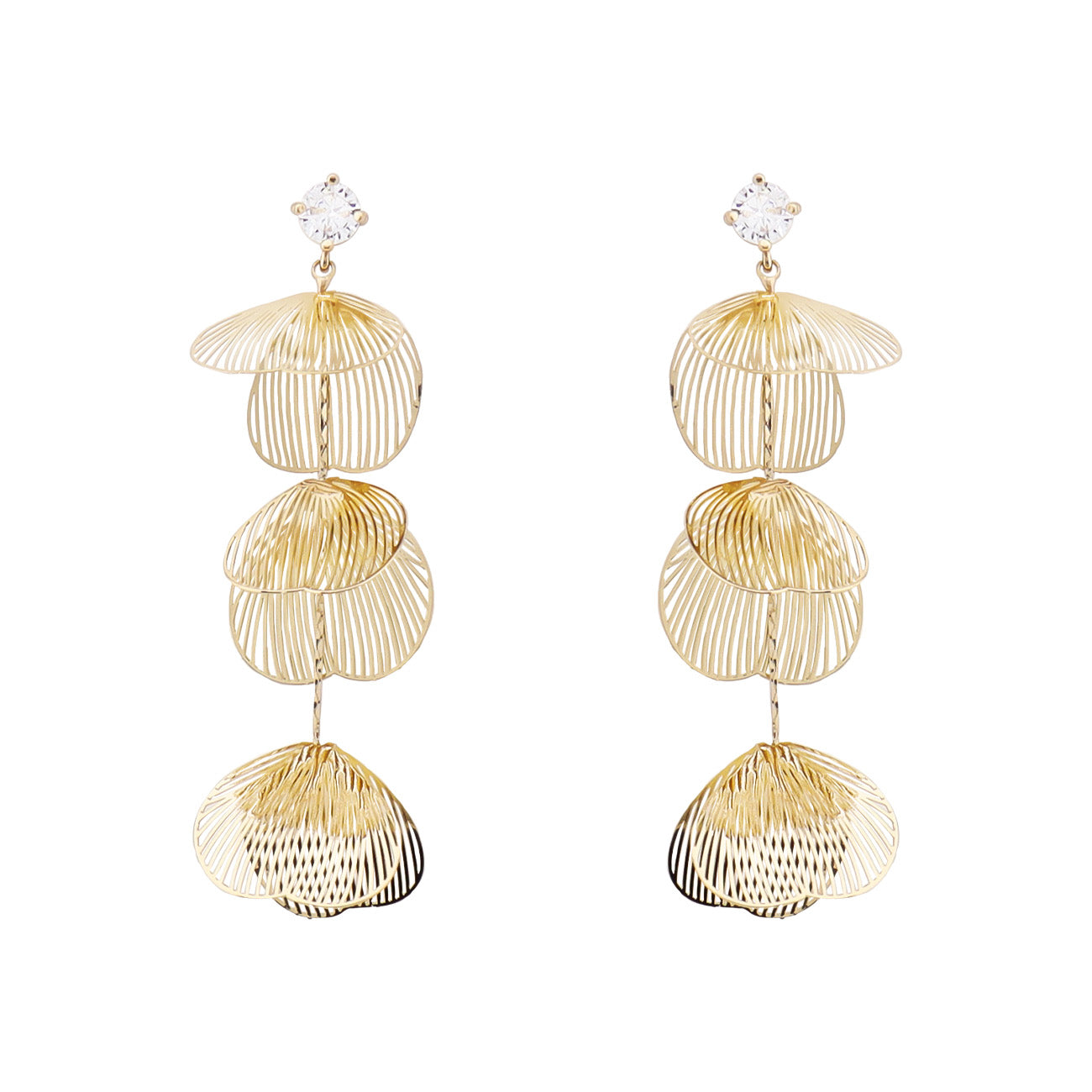Gold Thin Metal Drop 2" Earring
