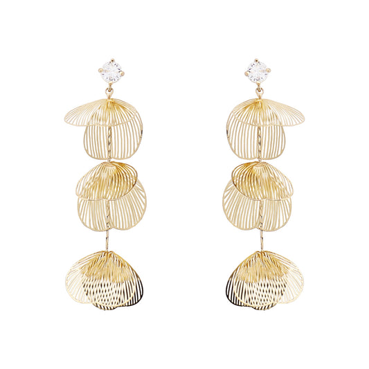 Gold Thin Metal Drop 2" Earring