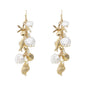 Gold Sealife and Pearl Charm 2" Earring