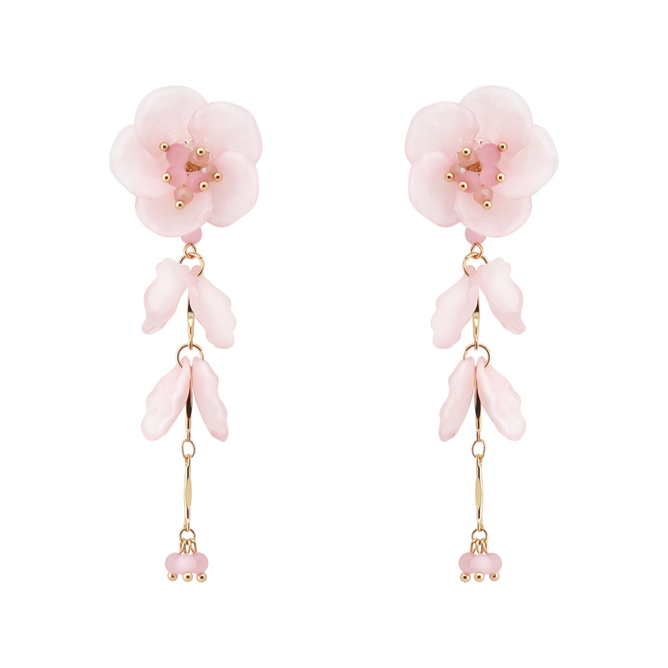 Pink Acrylic Flower with Drop 3" Earring