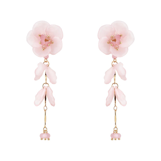 Pink Acrylic Flower with Drop 3" Earring