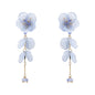 Blue Acrylic Flower with Drop 3" Earring