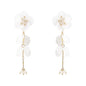 White Acrylic Flower with Drop 3" Earring