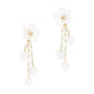 White Crystal Flower with Drops 3" Earring